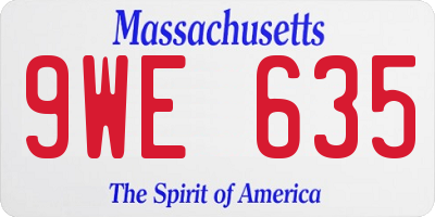 MA license plate 9WE635