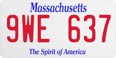 MA license plate 9WE637