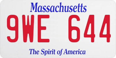 MA license plate 9WE644