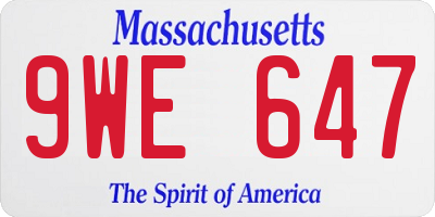 MA license plate 9WE647