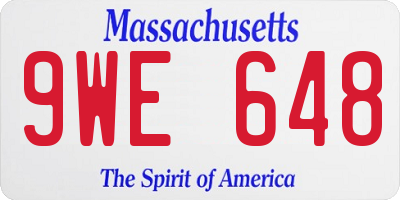 MA license plate 9WE648