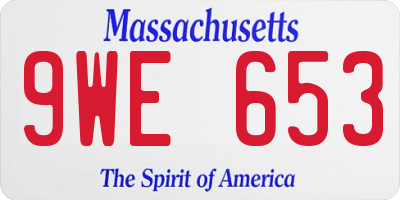 MA license plate 9WE653