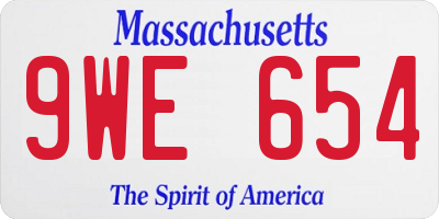 MA license plate 9WE654