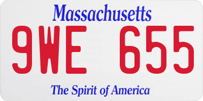 MA license plate 9WE655