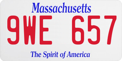 MA license plate 9WE657