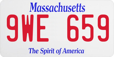MA license plate 9WE659