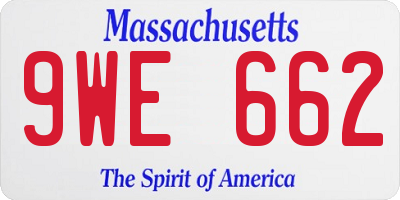 MA license plate 9WE662