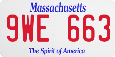 MA license plate 9WE663