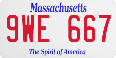 MA license plate 9WE667