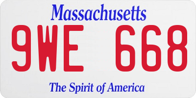 MA license plate 9WE668