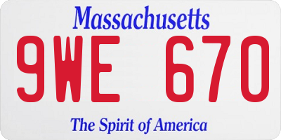 MA license plate 9WE670