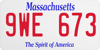 MA license plate 9WE673