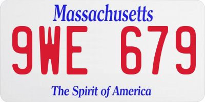 MA license plate 9WE679