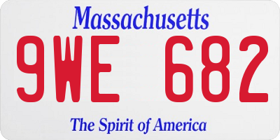 MA license plate 9WE682