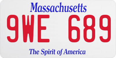 MA license plate 9WE689