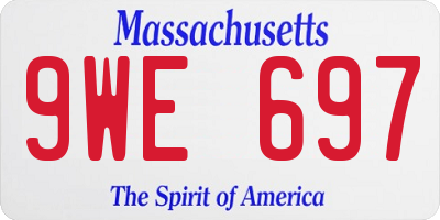 MA license plate 9WE697