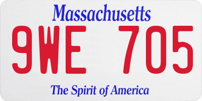 MA license plate 9WE705