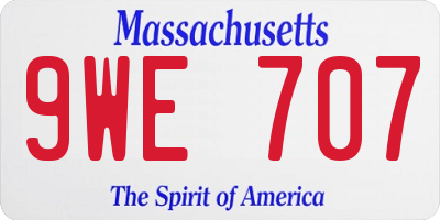 MA license plate 9WE707
