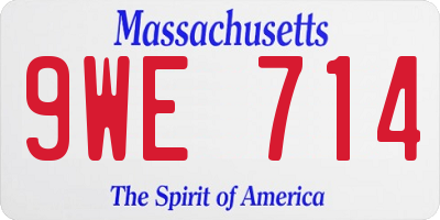 MA license plate 9WE714