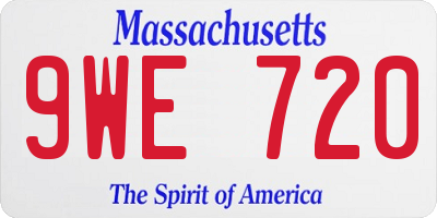 MA license plate 9WE720
