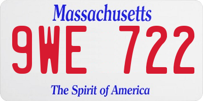 MA license plate 9WE722