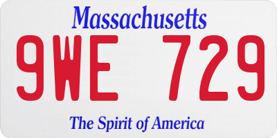 MA license plate 9WE729