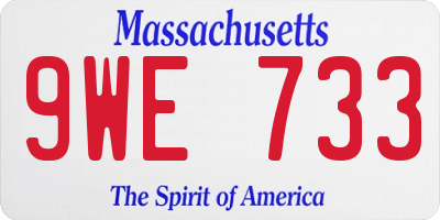 MA license plate 9WE733