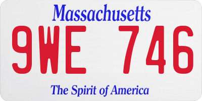 MA license plate 9WE746