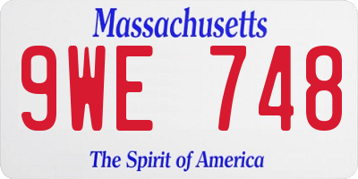 MA license plate 9WE748