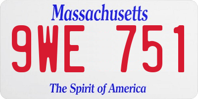 MA license plate 9WE751