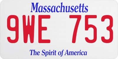 MA license plate 9WE753