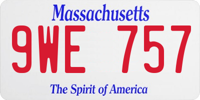 MA license plate 9WE757