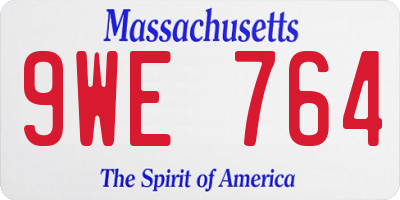 MA license plate 9WE764