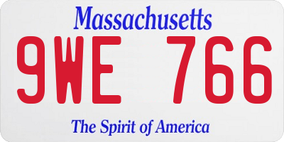 MA license plate 9WE766