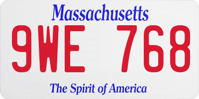 MA license plate 9WE768