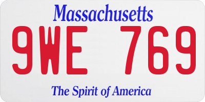 MA license plate 9WE769