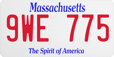 MA license plate 9WE775