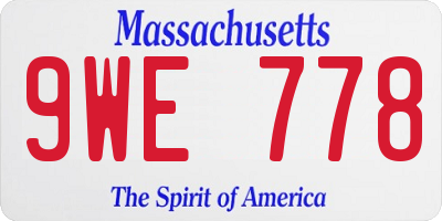 MA license plate 9WE778