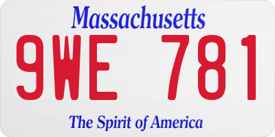 MA license plate 9WE781