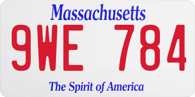 MA license plate 9WE784