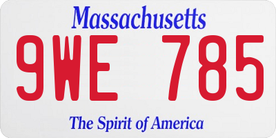 MA license plate 9WE785