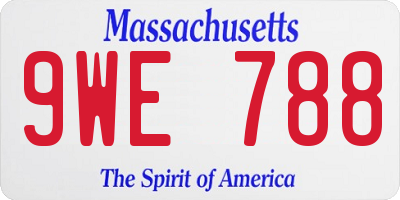 MA license plate 9WE788