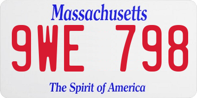 MA license plate 9WE798