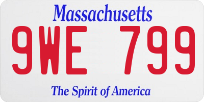 MA license plate 9WE799