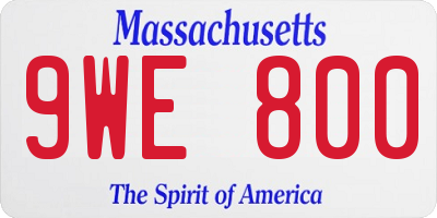 MA license plate 9WE800