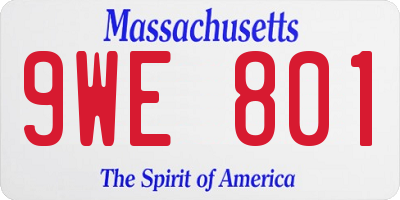 MA license plate 9WE801
