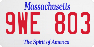 MA license plate 9WE803