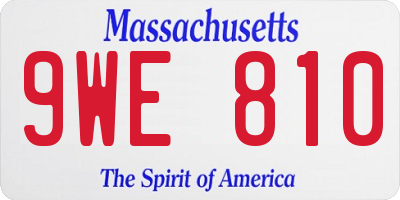 MA license plate 9WE810