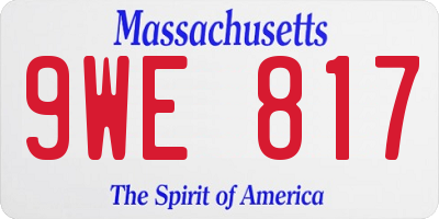 MA license plate 9WE817