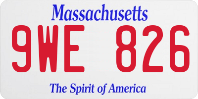 MA license plate 9WE826